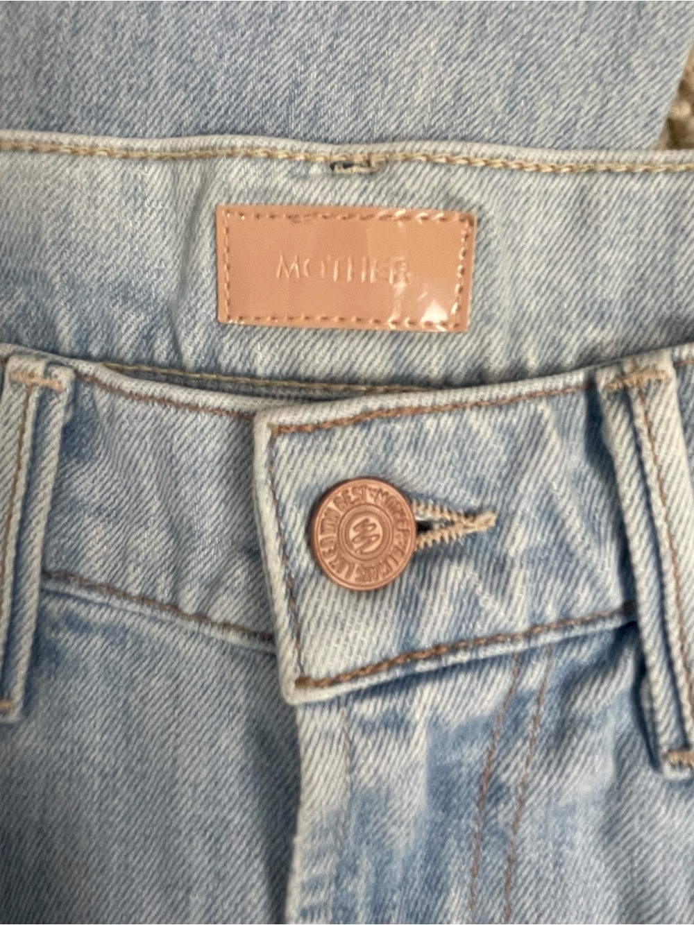 Women's MOTHER Light Blue Wash THE INSIDER CROP STEP CHEW High Rise JEANS 25 - Picture 6 of 8